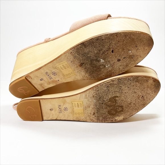 Raye Finley Ankle Tie Wood Wedge Sandals in Ballet Pink Suede - Picture 10 of 12